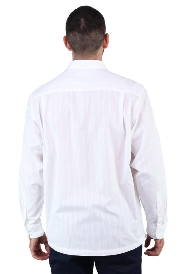 Guayabera Blanca Elegante Bordada De Algodón Corte Regular Para Caballero